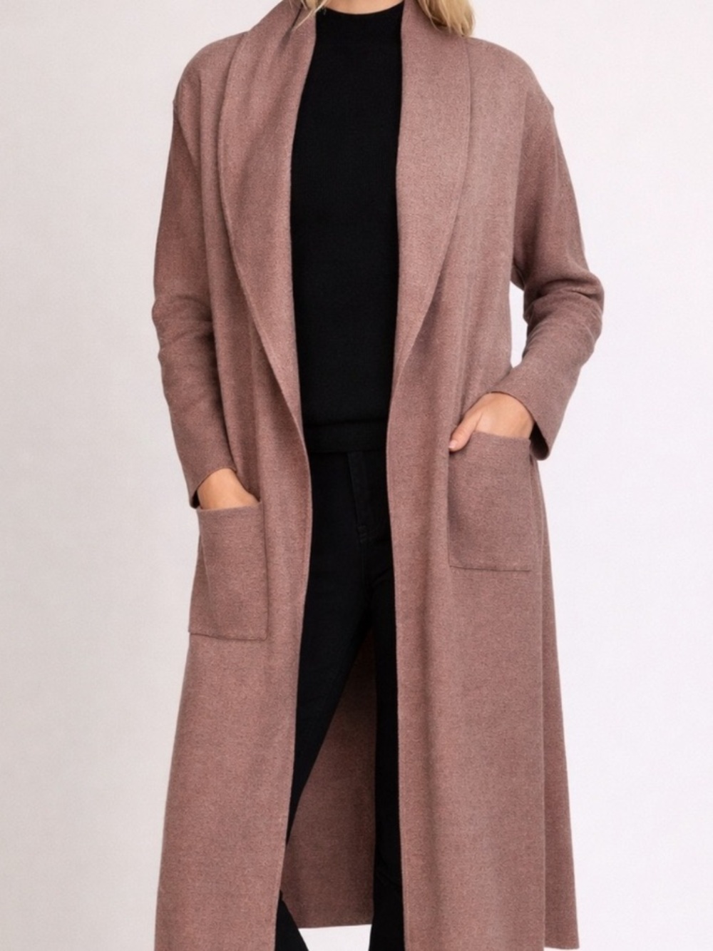 BCBG MAX SPORT | camel/tan pocket sweater/cardigan/duster/coat/coatigan